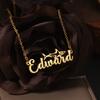 Atoztide Personalized Custom Name Necklaces Butterfly Crown Pendant for Women Stainless Steel Link Chain Birthday Jewelry Gift