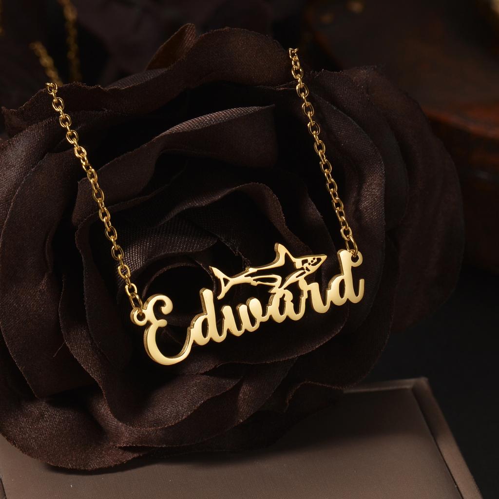 Atoztide Personalized Custom Name Necklaces Butterfly Crown Pendant for Women Stainless Steel Link Chain Birthday Jewelry Gift