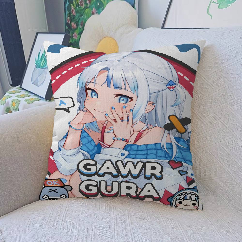 Gawr Gura Kawaii Cushion Cover Pillow Cover Decor Pillowcase Printed Cushion Case for Couch