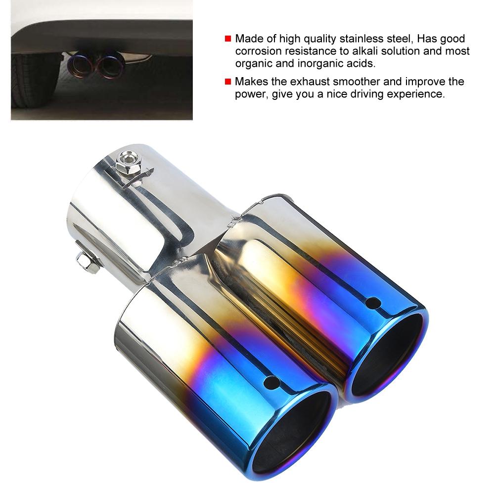 Stainless Steel Car Modified Double Exhaust Pipe Rr Muffler Tip Tail Throat
