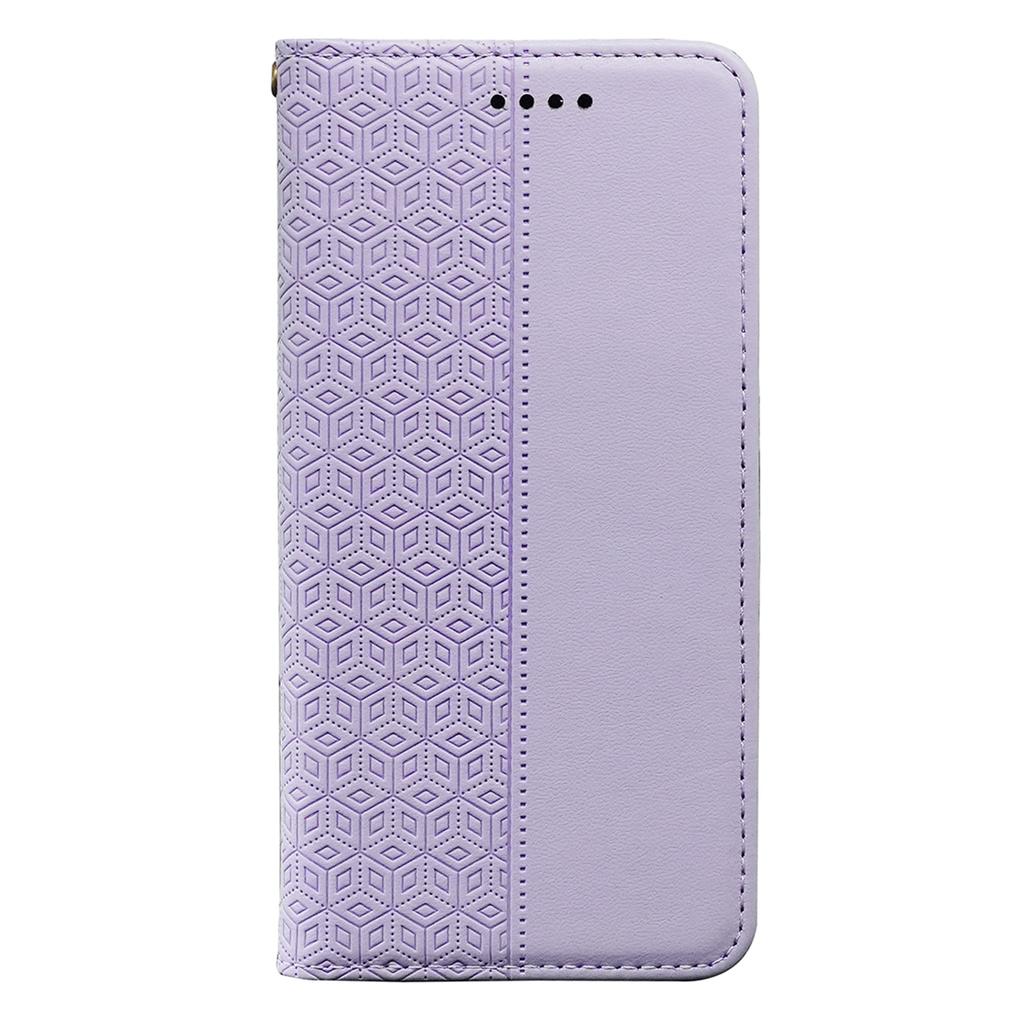 For iPhone 16e Wallet Phone Case Strong Magnetic Checkered Pattern Imprint Leather Flip Cover