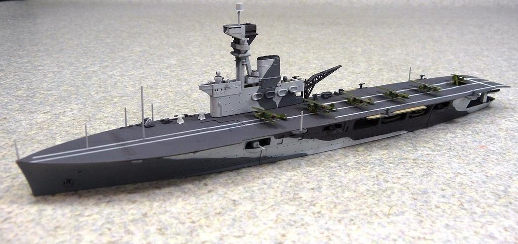 Aoshima Bunka Kyozai Waterline Series Royal Navy Aircraft Carrier HMS Hermes Indian Ocean Battle of Ceylon Plastic Model 1/700