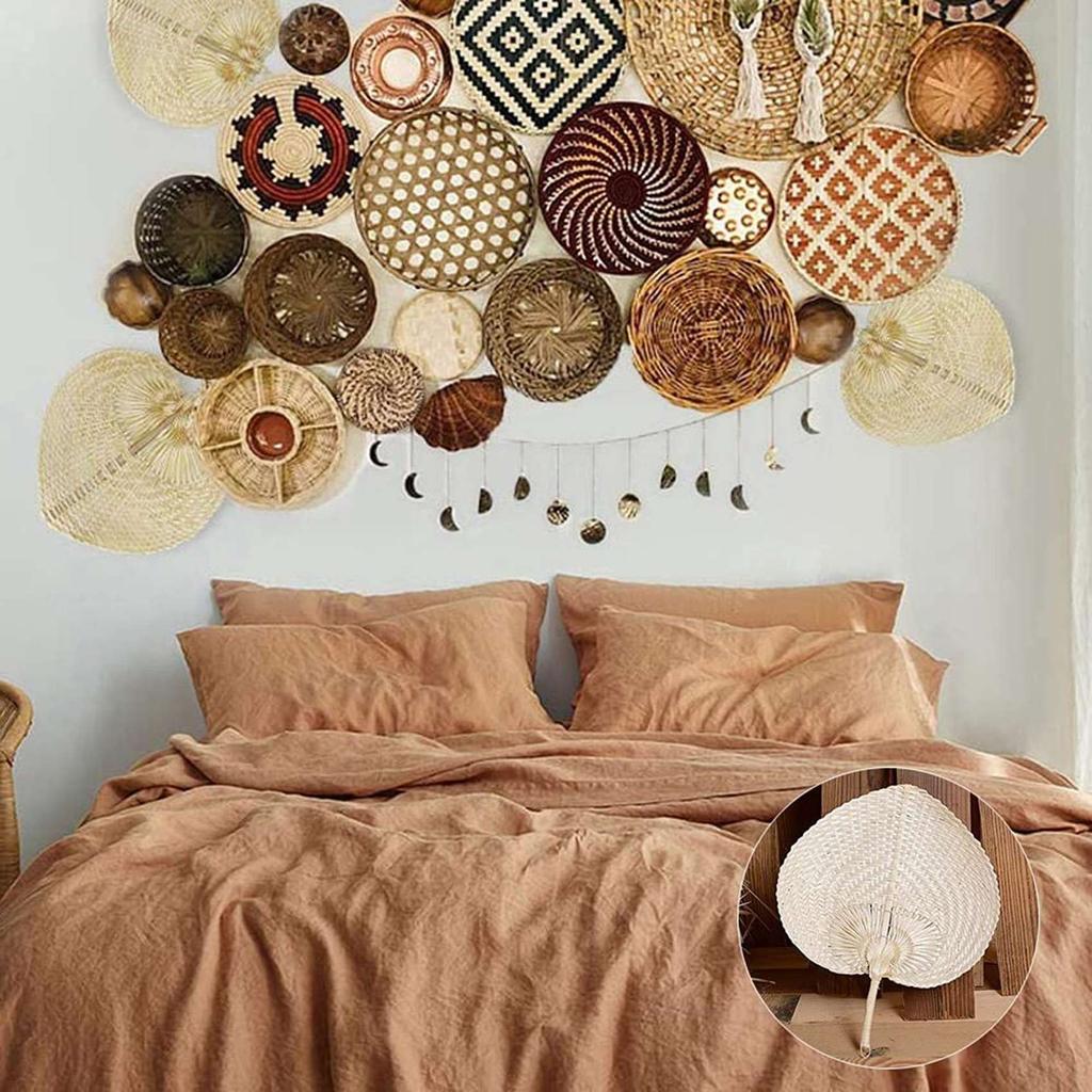 Versatile Natural Handmade Straw Fan Hand-Woven Palm Leaf Hand Woven Summer Cooling Mosquito Repellent Hand Fans Farmhouse Decor