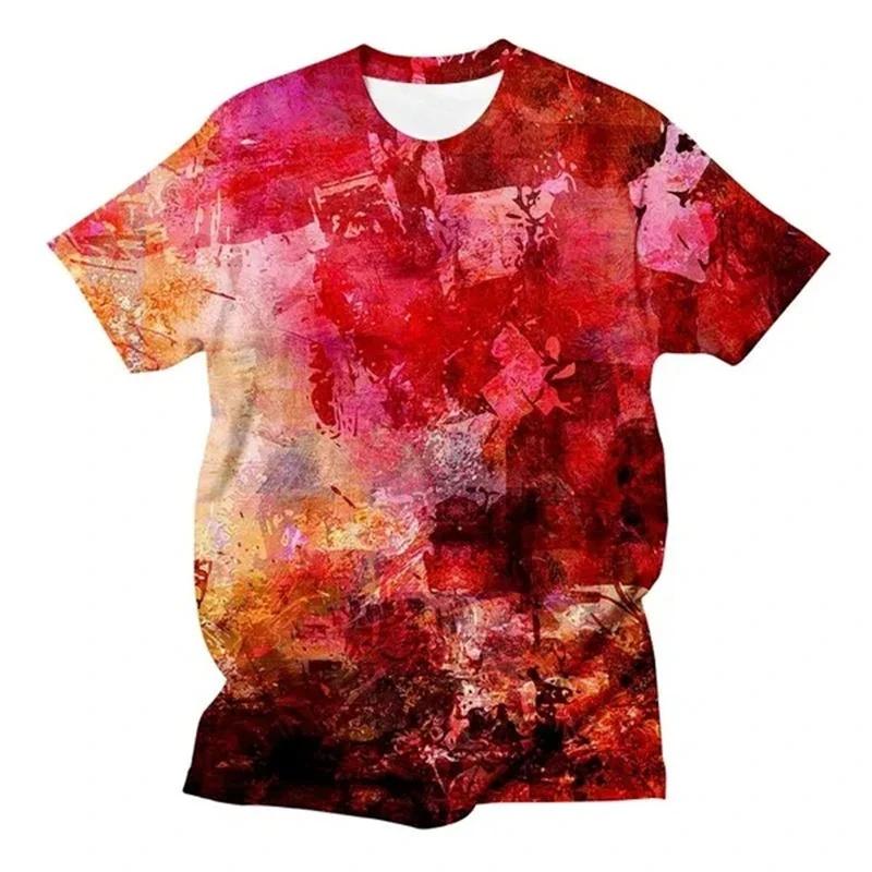 3D Printed Splash-Ink Graffiti T-Shirts Colorful Pattern T-Shirts Summer Harajuku Casual Personality Round Neck Men's T-shirts