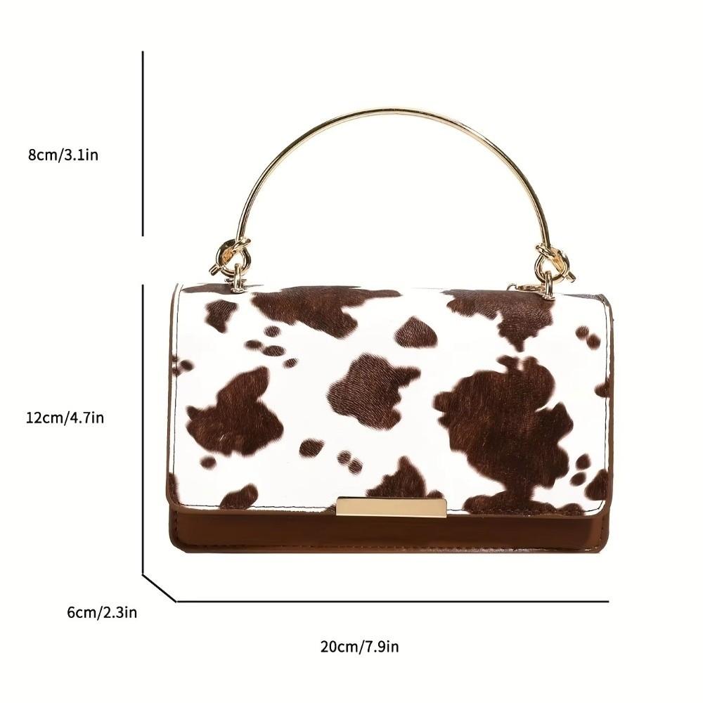 Summer Cow Print Ladies' Crossbody Bag Large Capacity PU Shoulder Bag with Detachable Chain Hand-held Underarm Handbag Tote Bag