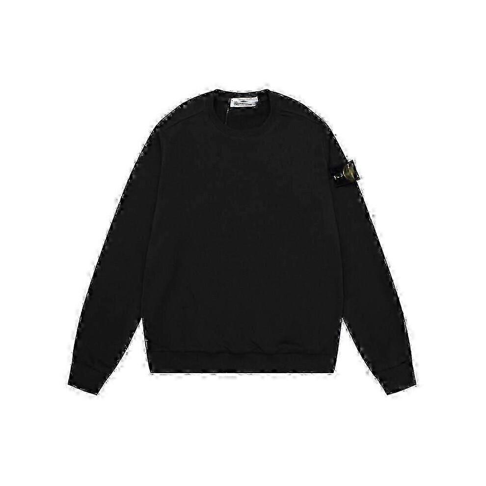 (L,Wu Lan 604)Classic Stone Correct Version Solid Color Round Neck Badge Long Sleeve Men And Women Same Style Sweatershirt Island Couple
