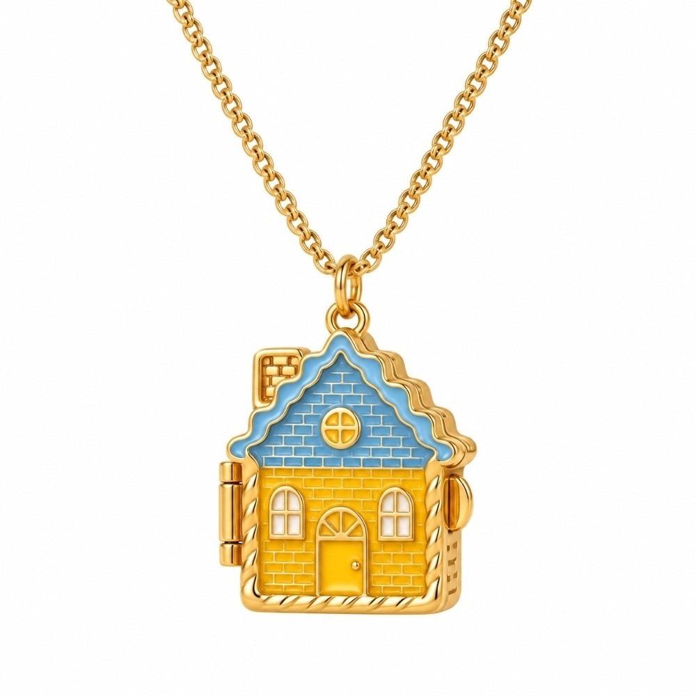 Elegant Openable Pendant Necklace Enamel Craft Opening Closing Necklace Birthday Gift