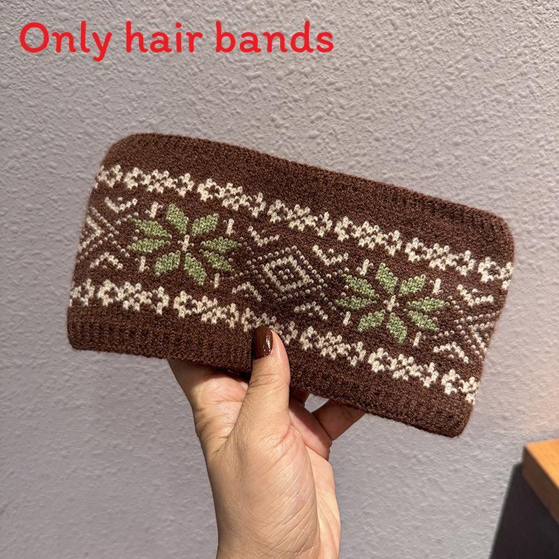 

Winter Hair Accessory With Geometric Print For Gift And Daily Wear Brown