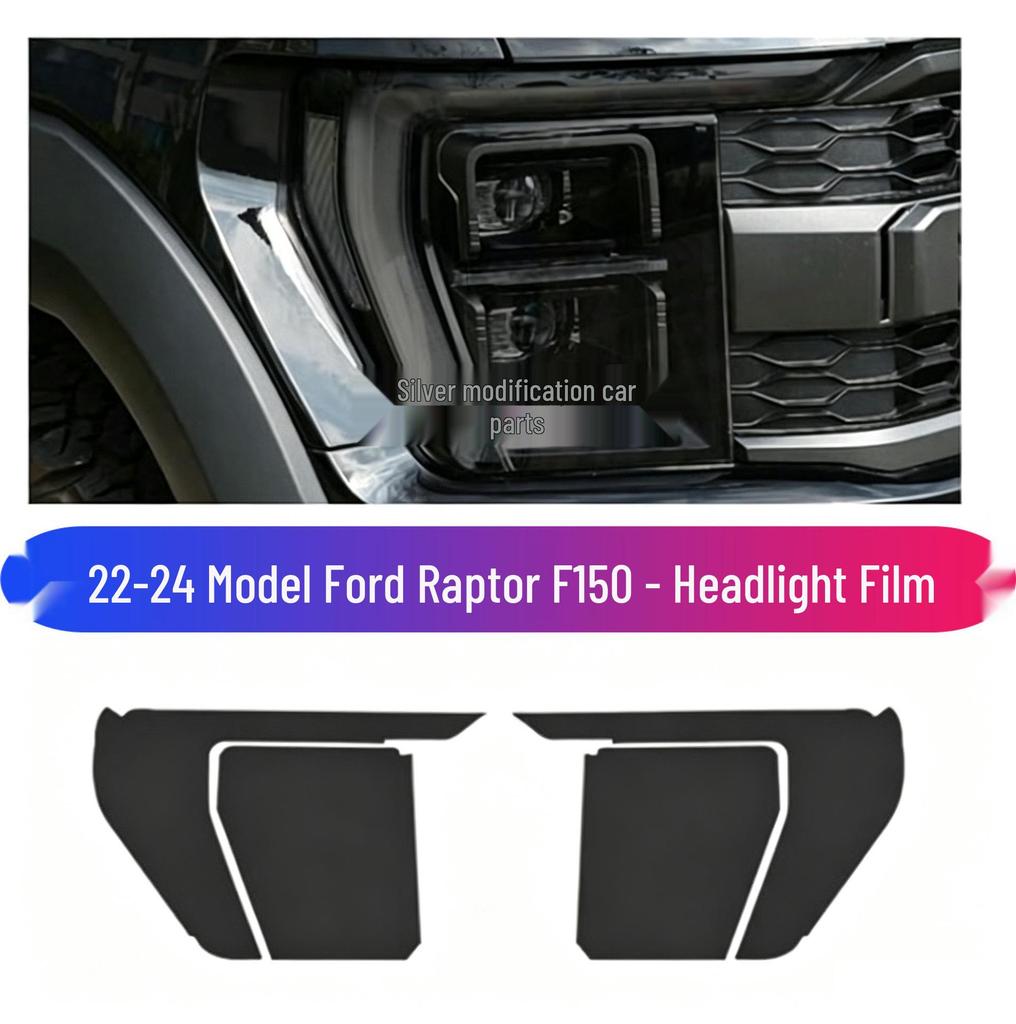 15-24 Ford Raptor F150 Headlight Protection Film - Transparent Black TPU