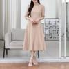 ZANZEA Women Casual Round Neck Solid Color 3/4 Sleeve Dress