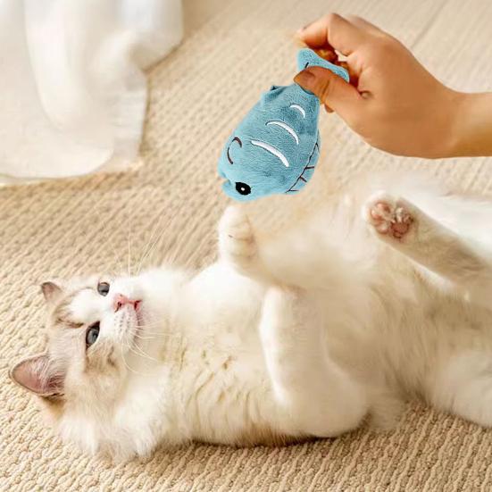 Juguete de pez de peluche para gatos con hierba gatera, juguete suave para morder gatos, juguete de pez relleno crujiente para gatos, gatitos de interior, dentición, instinto de caza