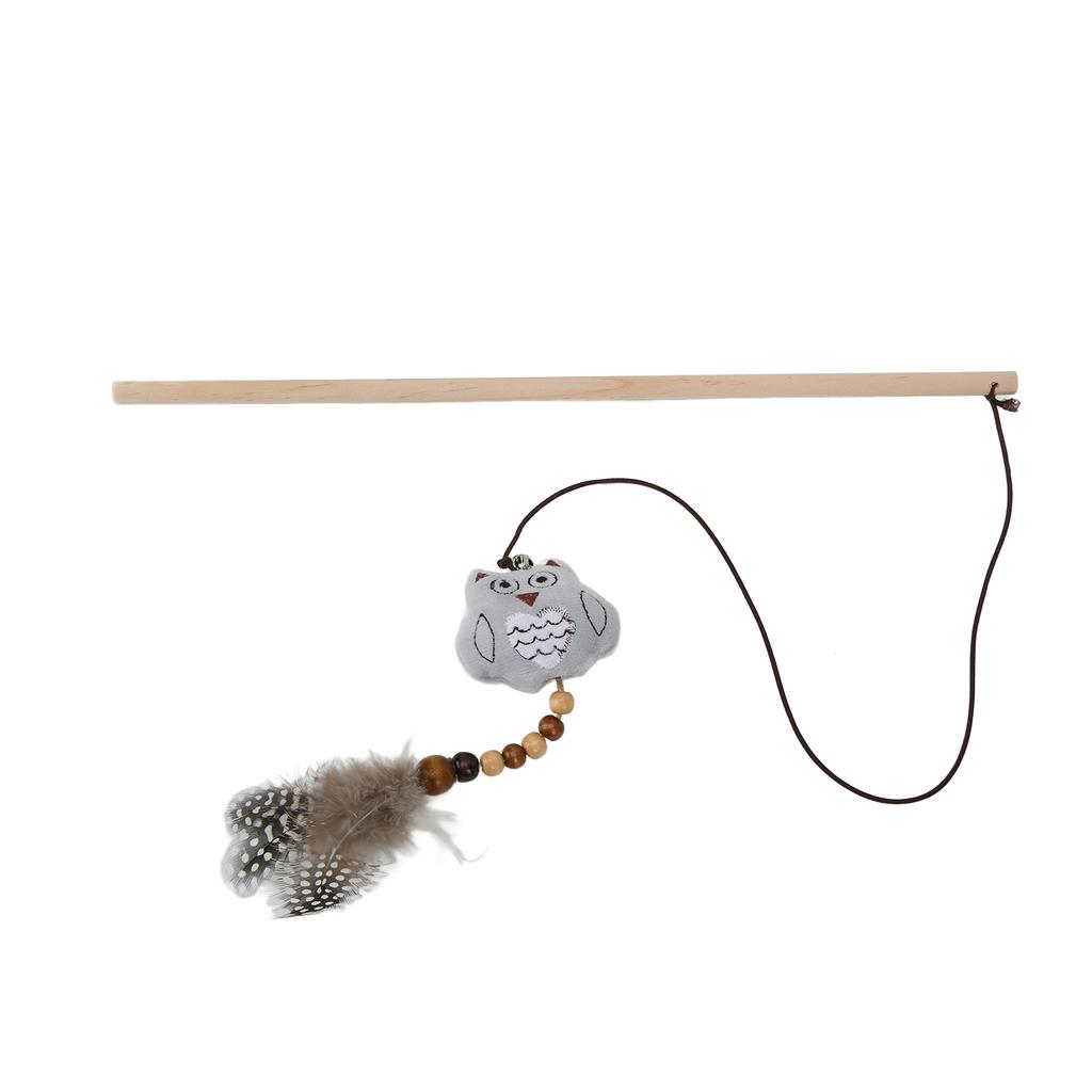 Wooden Pole Funny Cat Stick Cute Cartoon Owl Plush Funny Cat Stick Vocalization Interactive Toy with