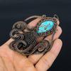 Tibetan Turquoise Pendant, 999 Copper Wire Wrapped Gemstone Jewelry, Handmade Pendant, For Thanksgiving
