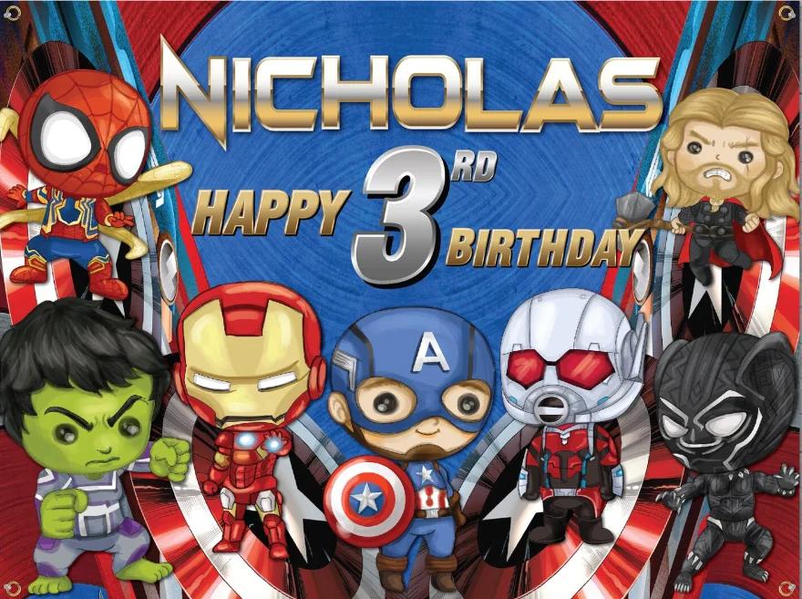 Custom photo studio props, cartoon superhero city backdrop, birthday party decoration19