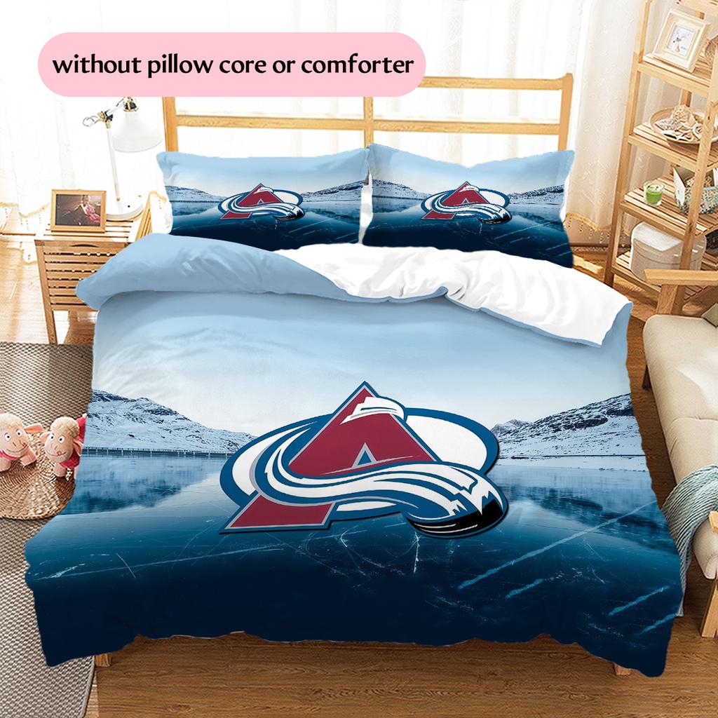Colorado Avalanche Pattern Bedding Quilt Set Home Decoration Gift (1 * Duvet Cover + 2 * Pillowcase Without Core)