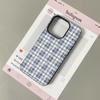 Blue White Plaid Lichee Leather Pattern Phone Case For iPhone 17 16e 16 15 14 13 12 11 Air Pro Max Plus X XR XSMax Shockproof