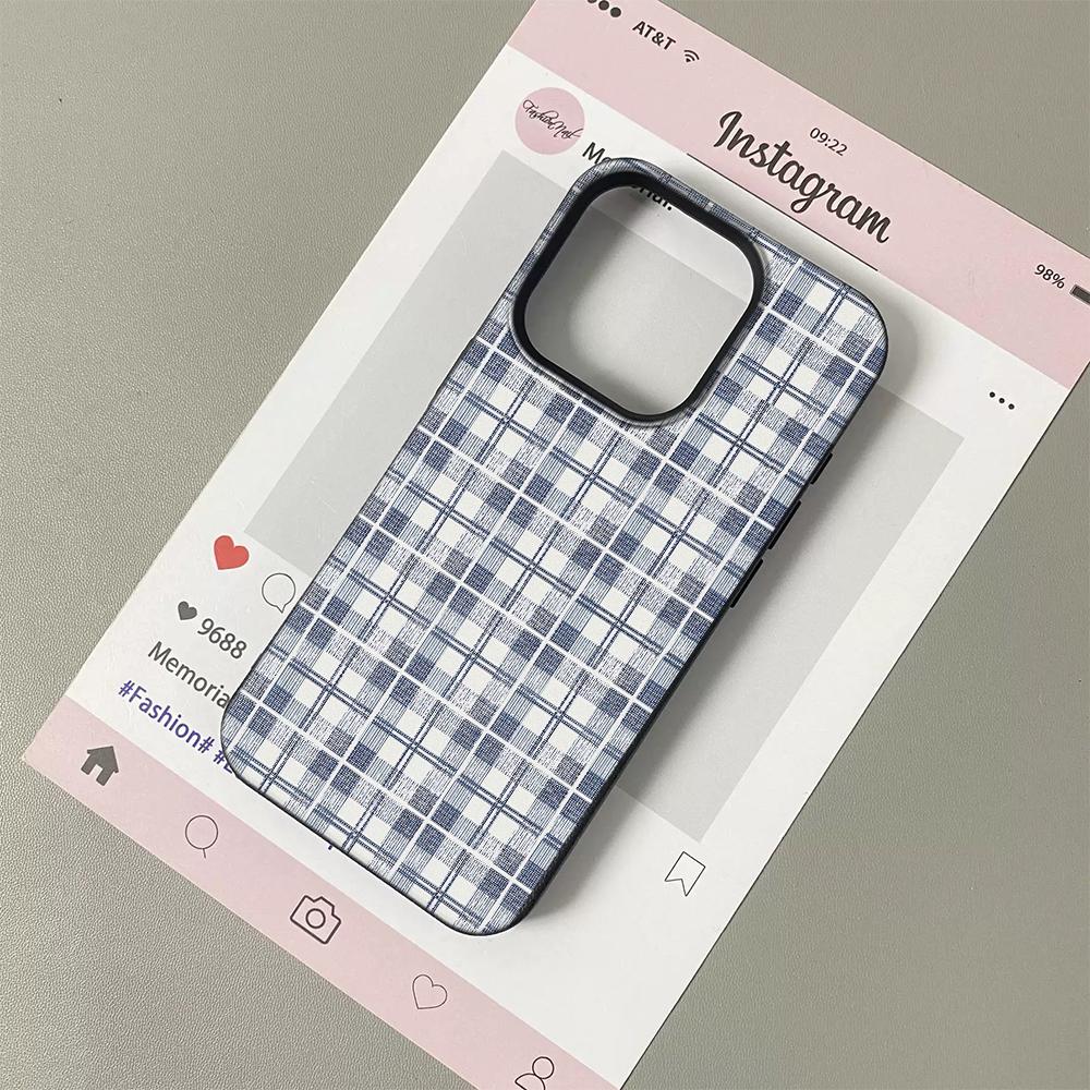 

Blue White Plaid Lichee leather pattern Phone Case For Redmi A5 A3 A1 14C 13 12 12C 10 9 9A 9T 9C 8 K60 Ultra Shockproof Cover Redmi 9