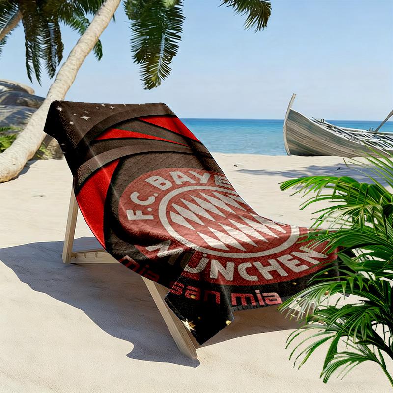 FC Bayern Munich Print Beach Towel, Large Soft Quick Dry Towel for Beach Camping Swimming