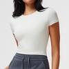 American front shoulder sports T-shirt female slim fit fitness top breathable high elastic running yoga clothes short sleeves