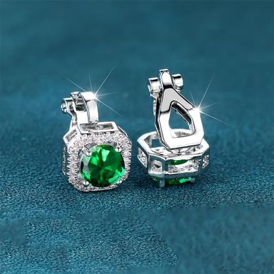 Cute Fmeale Blue Fire Opal Stone Square Clip Earrings Vintage  Color Wedding Jewelry For Women