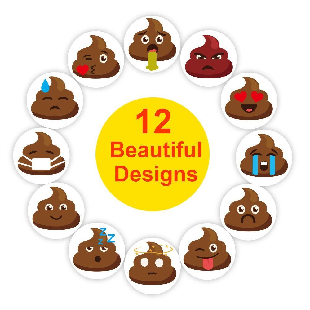 500pcs Stationery Supplies Self-adhesive Poop Emoticons Sticker Seal Funny Stationery Sticker 1inch Reward Sticker Home Decor