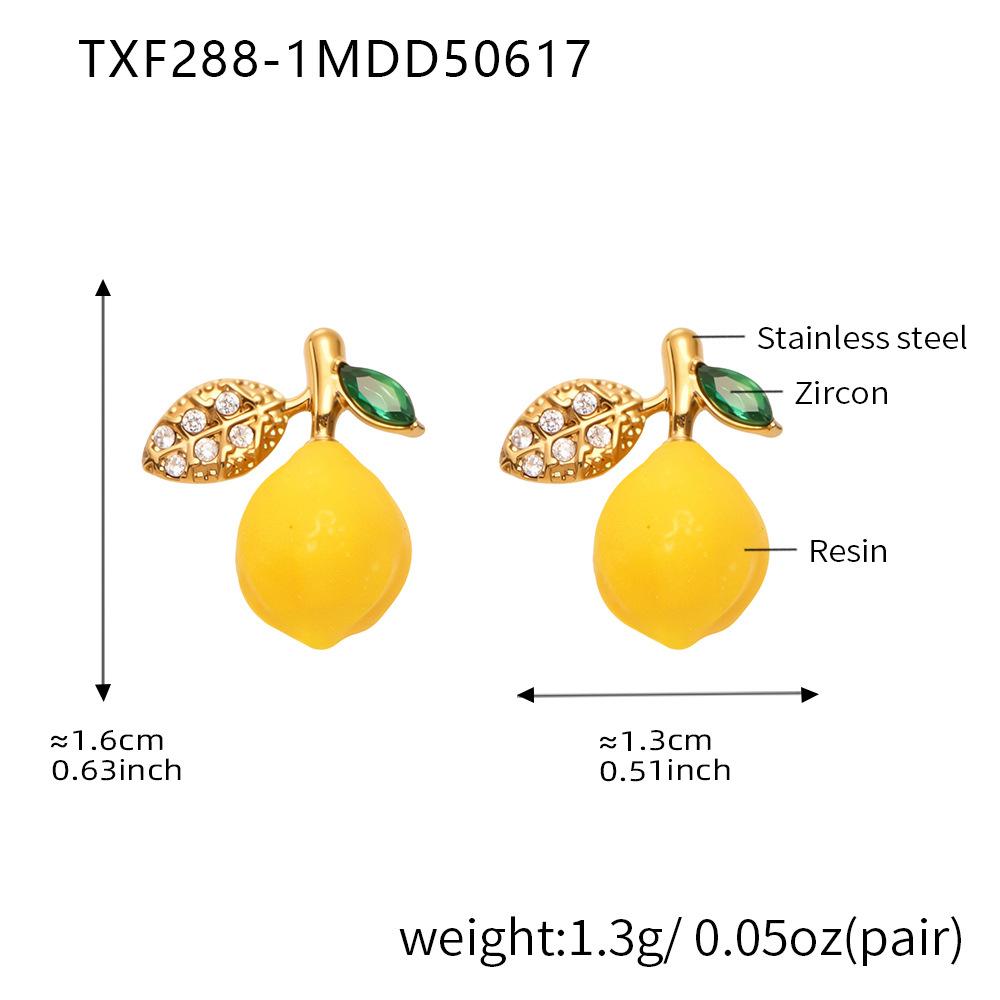 Lemon Pendant, Zircon Earrings, European and American Fashion Versatile Personality Temperament Cute Flower Stud Earrings
