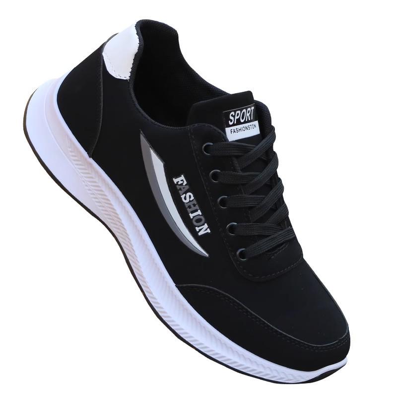 Chaussures de course imperméables en cuir pour homme – Noires, antidérapantes, décontractées, pour personnes d'âge moyen et âgées