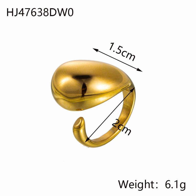 CARLIDANA Jewelry Water Drop Stainless Steel Open Ring Plated 14K Gold Color for Women's Personalized Exaggerated Ring Wholesale