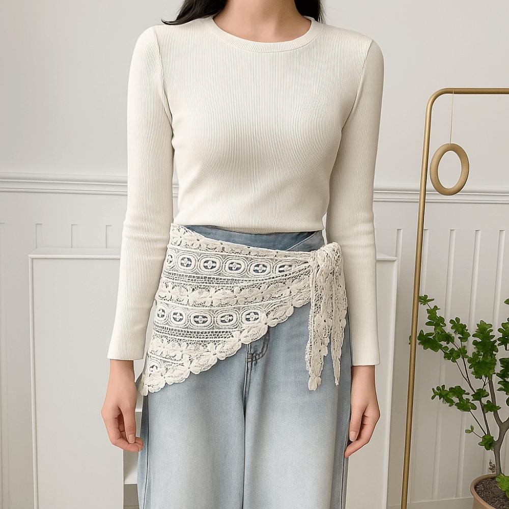 White Lace Triangle Scarf Cape Hip Scarf Retro Flower Scarves  Summer