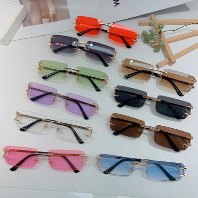 Neutral Retro Rimless Square Luxury Sunglasses New Fashion Glasses Men's Outdoor UV400 Driving Travel Essential Sunglasses