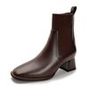 French thick heel small short boots women's 2025 autumn and winter new knitted elastic boots thin boots square head medium heel fashion boots