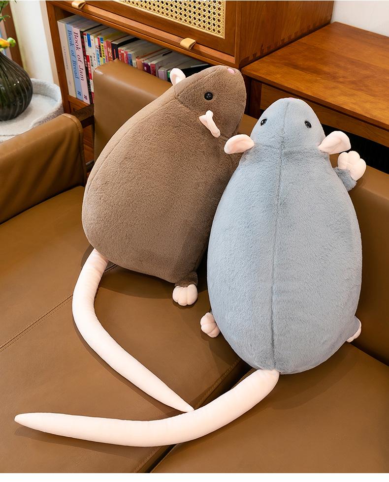 Gray Fancy Rat Plush Doll - Cute Simulation Stuffed Toy & Sleeping Pillow Gift