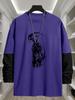 Men's Faux Layered Long Sleeve T-Shirt, Moisture Wicking Breathable Tops, Regular Fit for Coffee Run Outdoor Stroll Errands Daily Wear