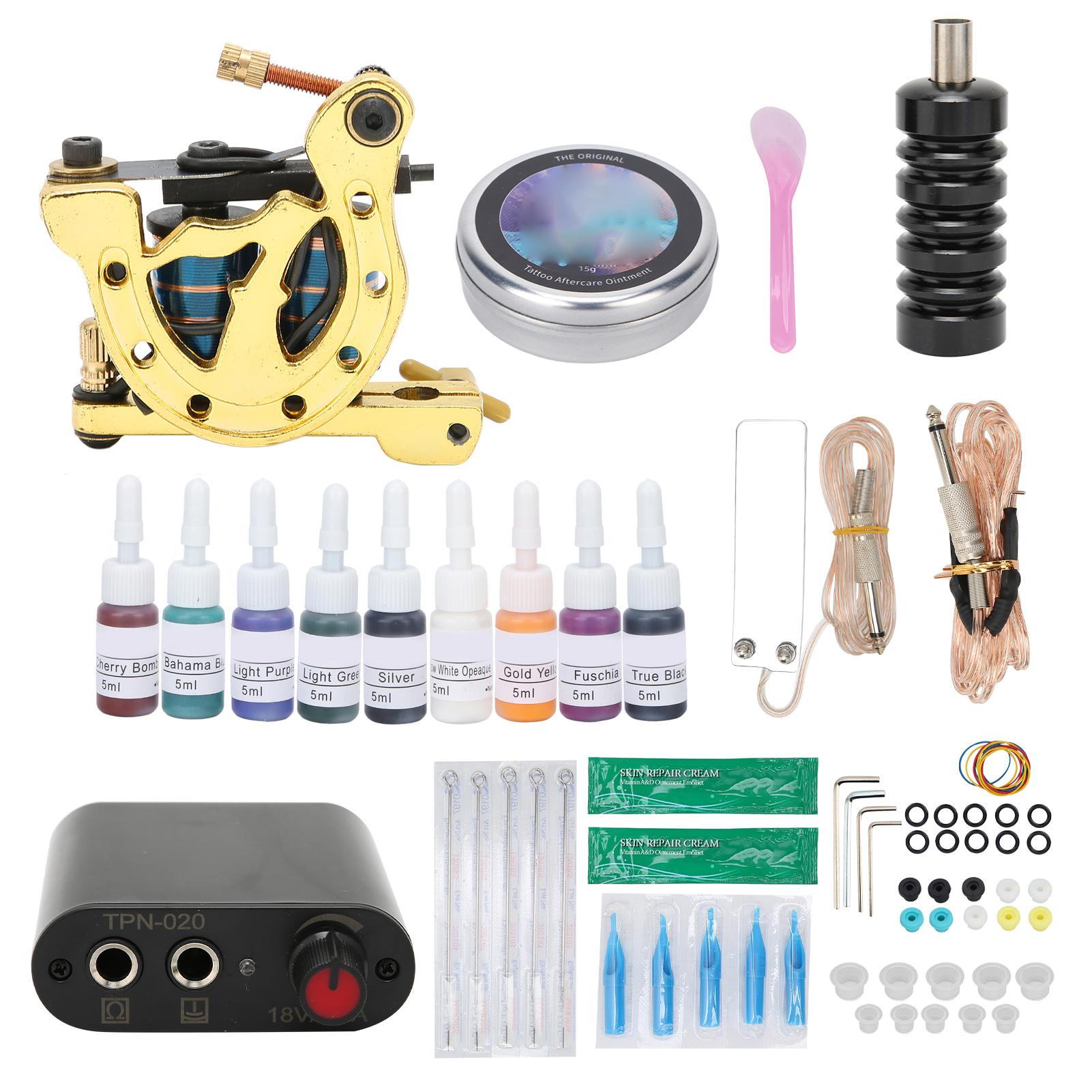 

Комплект тату-машины с катушкой, блок питания, ножная педаль, игла для татуировки, набор инструментов для практики татуировки для начинающих US Plug