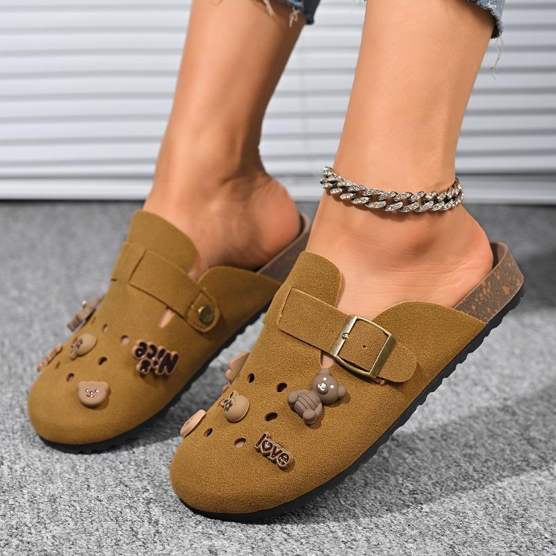 Women Thick Soled Flip-Top Half Slippers Spring Flat Flip-Flops Casual Lightweight Comfortable Indoor Outdoor Daily