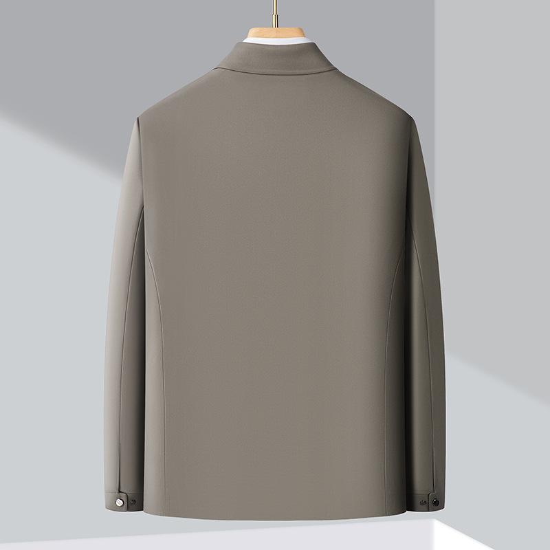 Spring and Autumn New Middle-aged Jacket Tops for Leaders and Cadres, Dad Wear, Lapel Casual Jackets, Mulberry Silk Men's Jackets