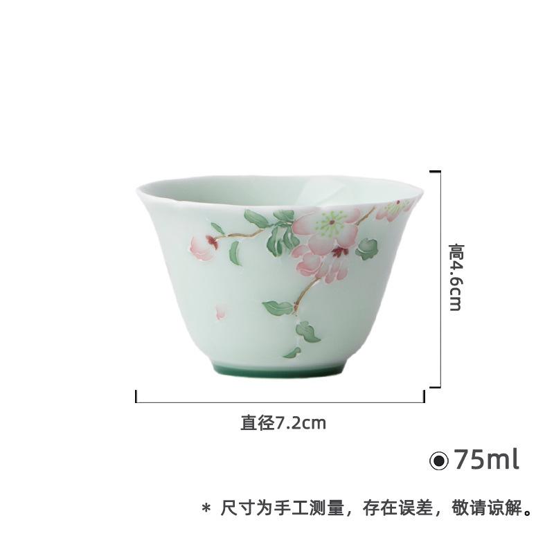 

2pc/lot Hand-painted Pear Blossom Teacup Boutique Tea Bowl Set Of Cups Tea-tasting Personal Cup Chazhan Master Cups Teaware 75ml