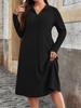 2025 Autumn/Winter European Plus Size Women's Round Neck Zippered Striped Dress