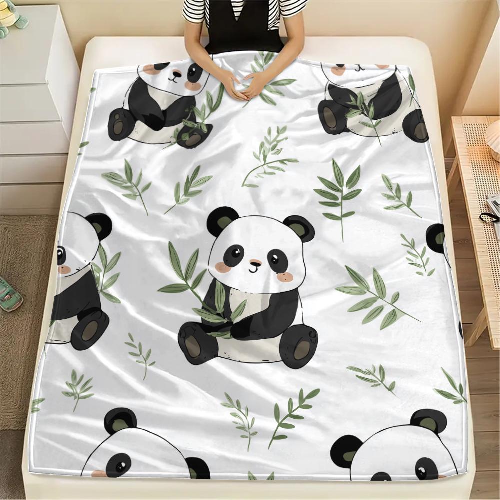 Panda Pattern Flannel Blanket, High Quality Comfortable for All Seasons, Home Decor, Warmth and Comfort, Perfect for Gifts.