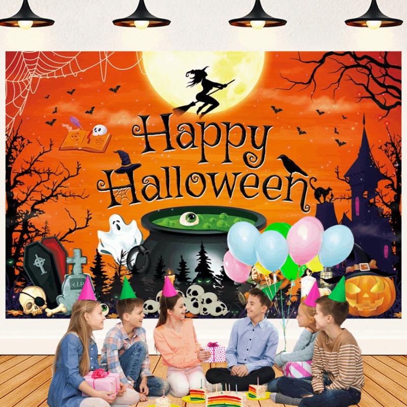 Party Castle Halloween Pumpkin Ghost Background Cloth Banner Photography Props