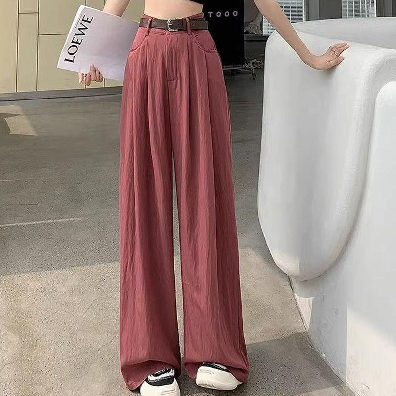 Petite Yamamoto Wide-Leg Pants for Women, High-Waisted Cotton Linen, Drapey Slimming Style, Perfect for Spring/Autumn, Suited for 145cm Height.