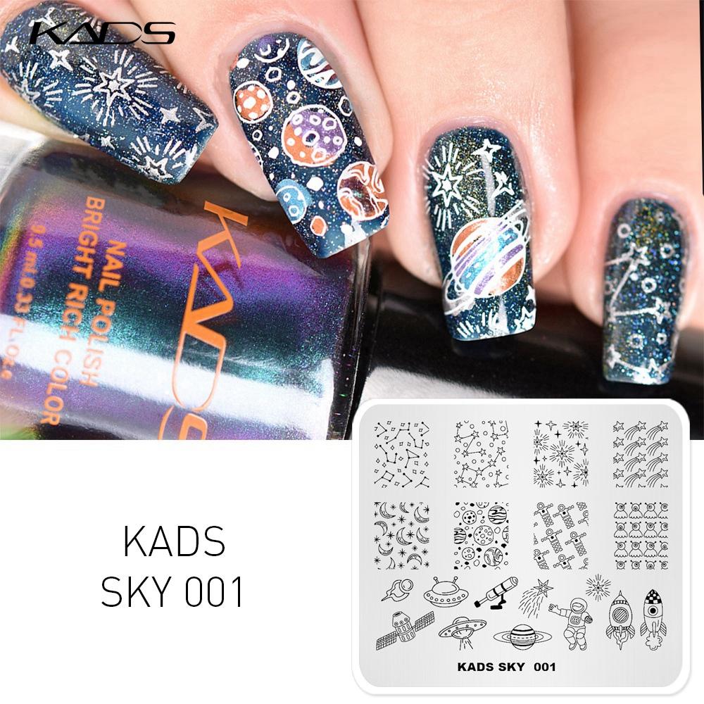 kads Sky 001 Design Mondo Fantasy Stampa Motivo Luna Stella Piastra per Stamping Unghie Per Decorazione Nail Art Piastre per Stampaggio Strumenti