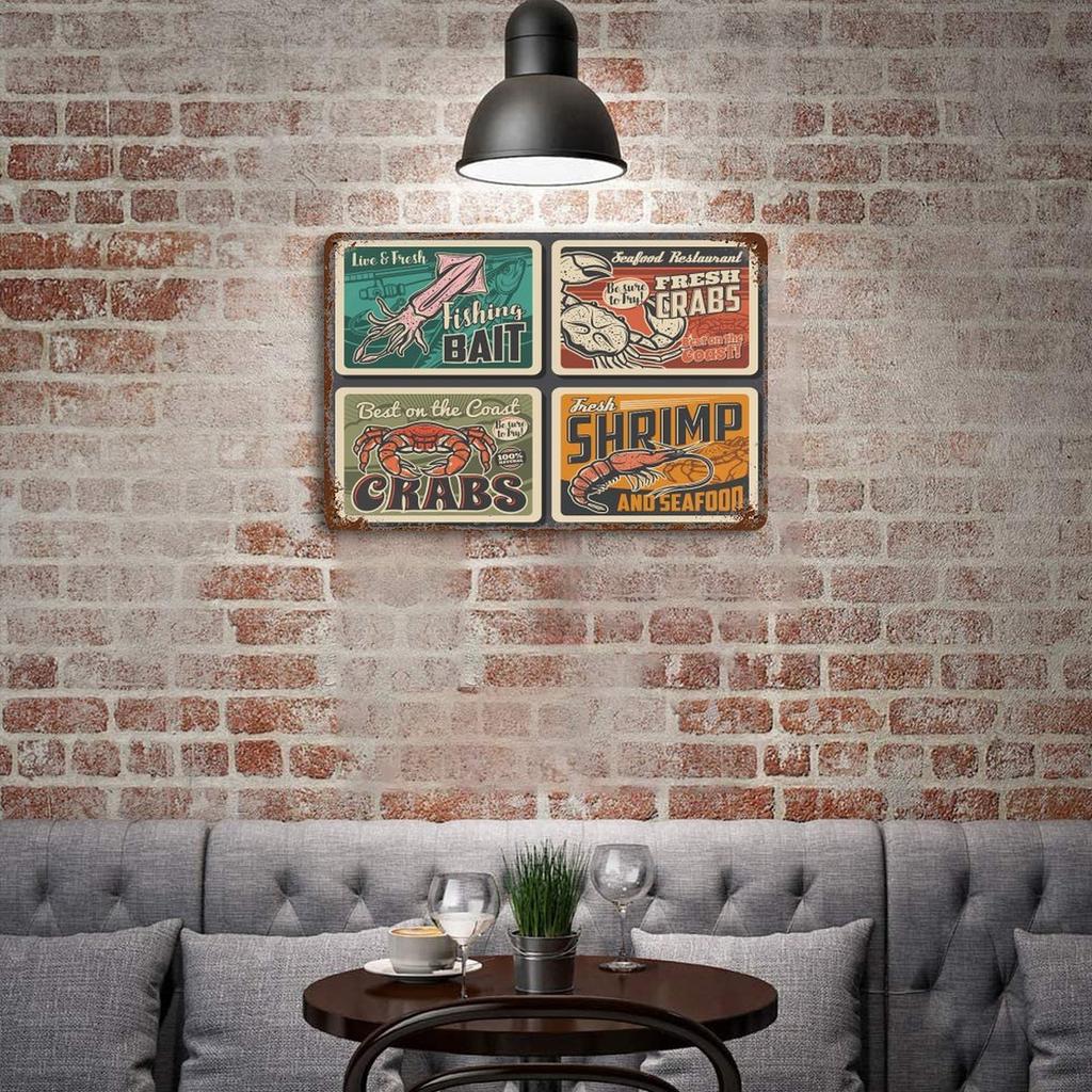 1-Pack Rustic Café Style Metal Sign, 20×30cm and 30×40cm, Aged Decor Plaque for Kitchen, Living Room or Bar