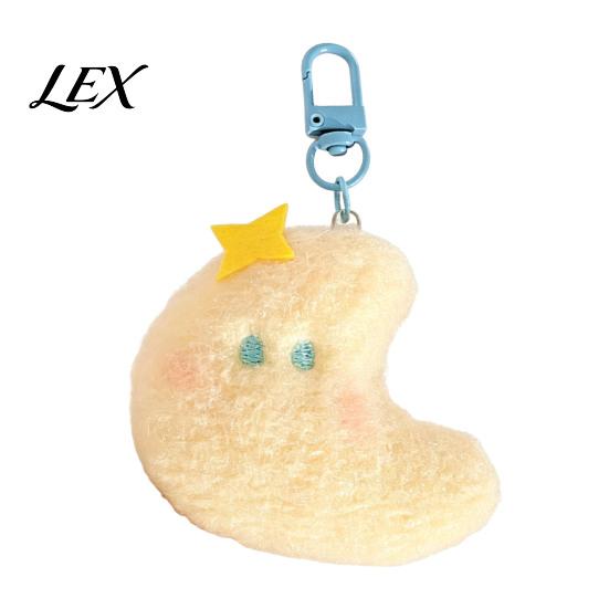 Kawaii Star Moon Plush Pendants Pendant, Cute Keychain Charm Decorative Keyring Accessories for Handbags with Lobster Clasp, Soft Stuffed Pendant