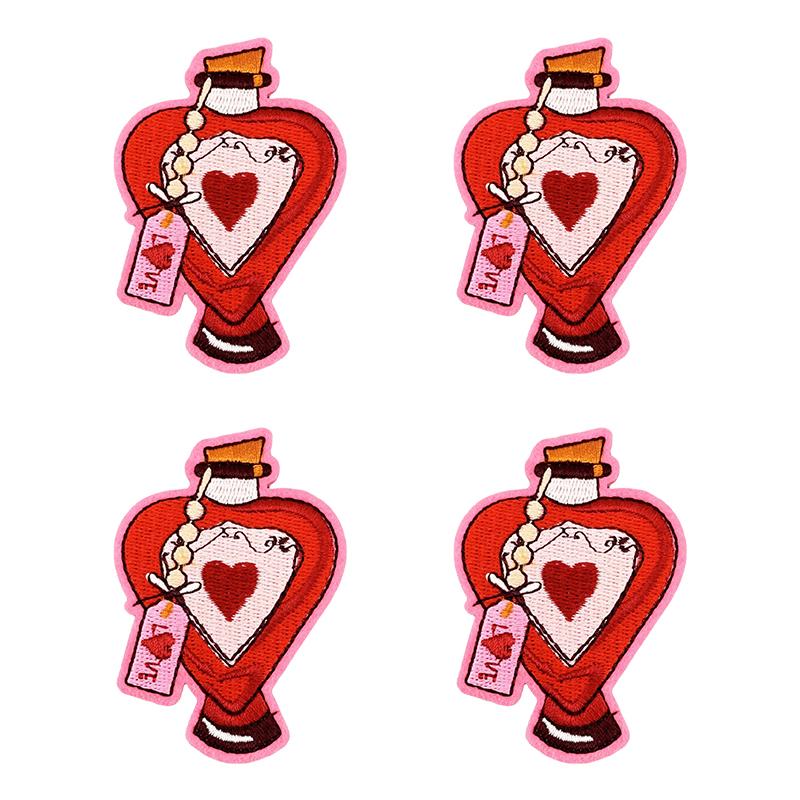 10PCS/lots Valentine's Day Embroidered Patches Pink Love Heart Patch Iron On Patches For Clothing Holiday Decoration Gift DIY