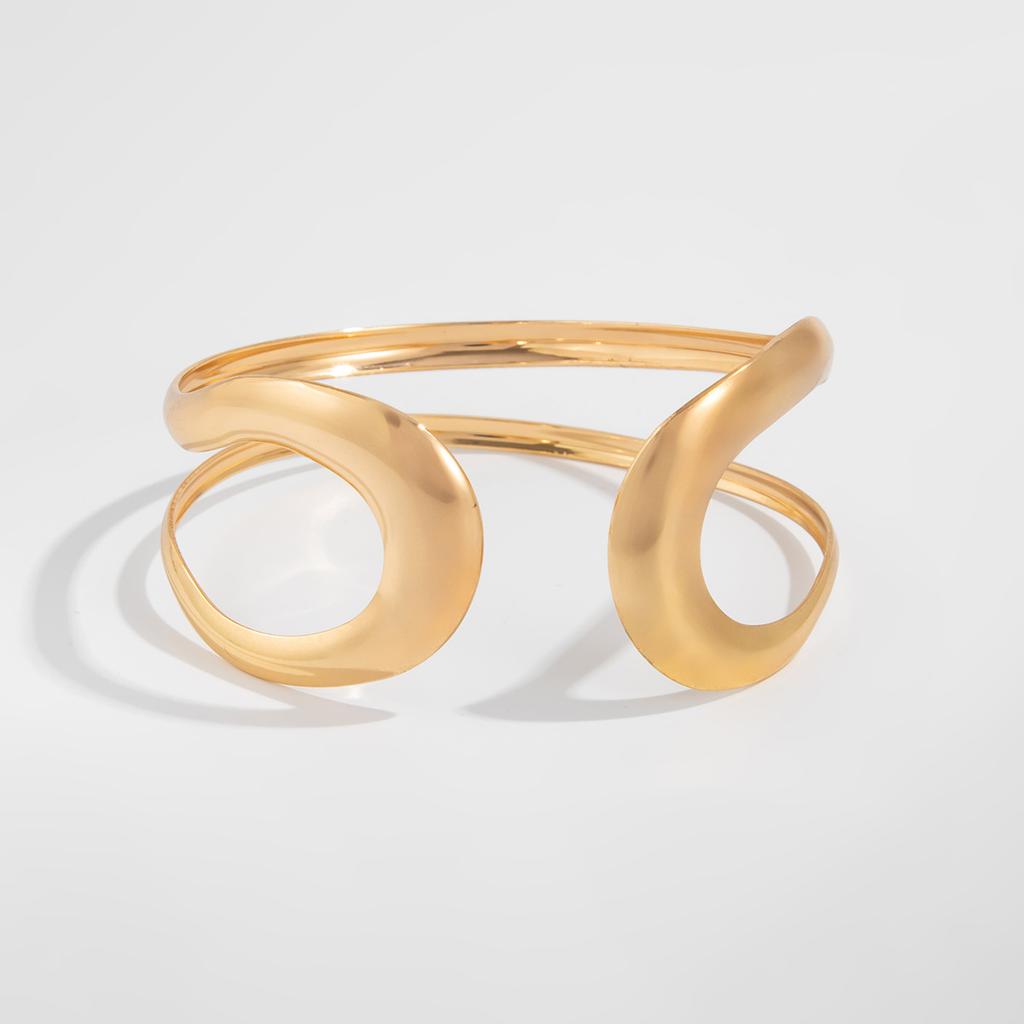 Einfacher Metall Glatter U-förmiger Armreif Bein Kette Design Sinn Geometrisch Hohl Offener Armring Damen