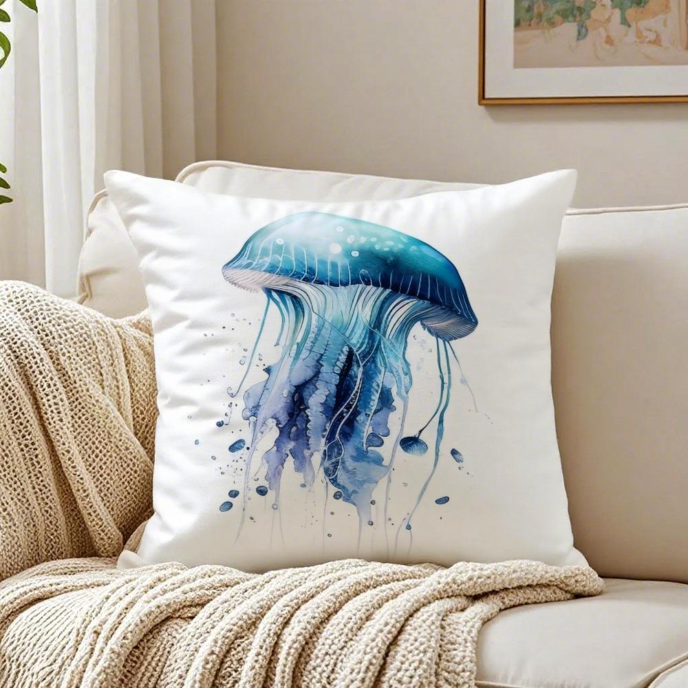 Sea Animal Turtle Coral Pillow Case Double-Sided Plush Sofa Cushion Covers Organic Breathable Invisible Zipper