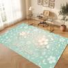 Floral Garden Theme Crystal Velvet Floor Rug Personalized Custom Name Text Warm Carpet Home Decoration