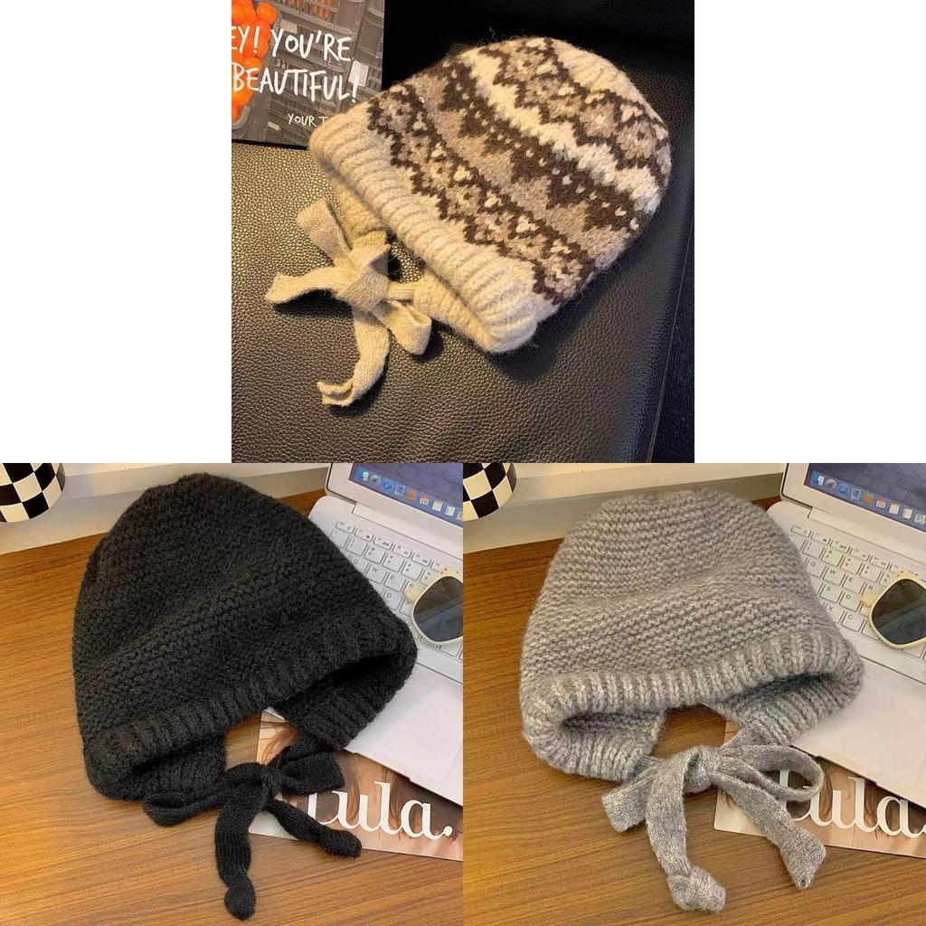 Fair Isle Wool Beanie With Foldable Design For Casual Outdoor Wear