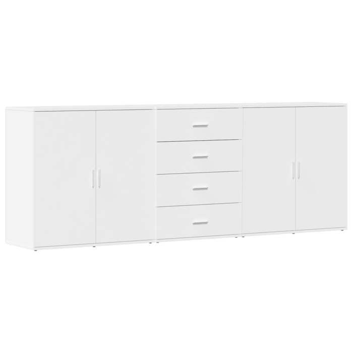 VidaXL Buffets 3 Pcs White Engineered Wood, Storage Cabinet, Entryway Furniture, Accent Furniture, Storage Furniture 3276609